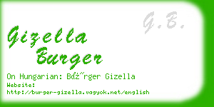 gizella burger business card